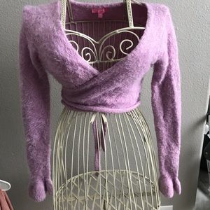 Sugar thrills fuzzy tie front crop top